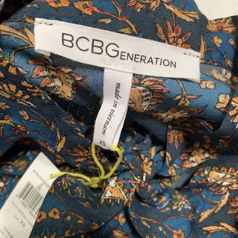 BCBGeneration Blue and Gold Patterned Blouse - image 3